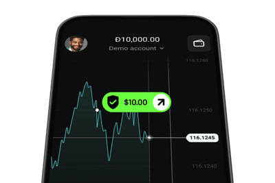 Vista de cuenta de bróker de acciones en línea con gráfico de acciones en Olymp Trade
